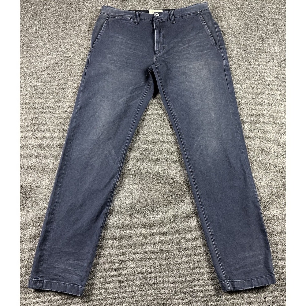 Men's PRPS Khaki Jeans Navy Blue 36 Zip Fly Cotton Trousers Faded Whiskers 35X32